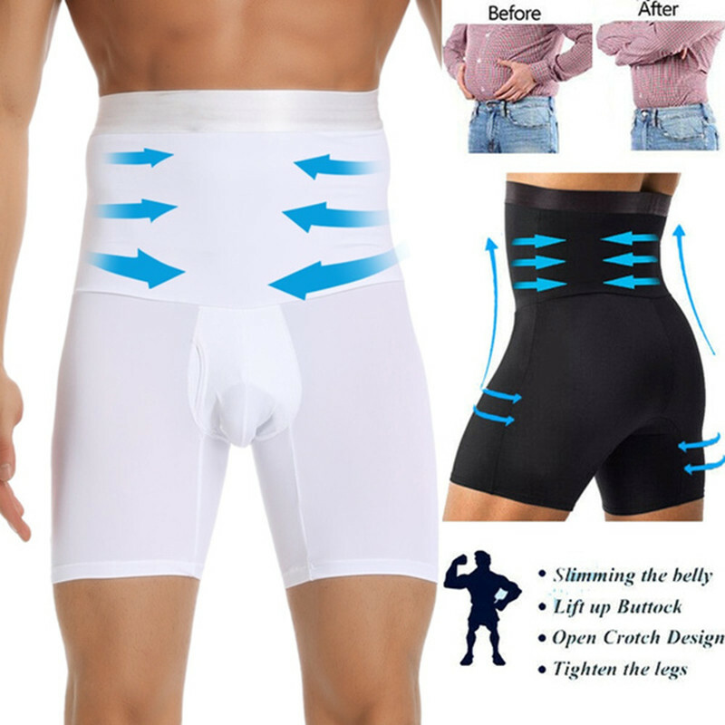 Men Compression High Waist Boxer Shorts Slimming Sauna Body Shaper Girdle Pants