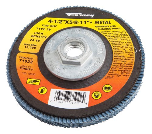 Forney 71922 Flap Disc, Type 29 5/8-Inch-11 Threaded Arbor, 80-Grit, 4-1/2-Inch