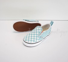 NoBox Vans Toddler Classic Slip-On V Shoe Canvas Checkerboard Aquatic White 6.5K