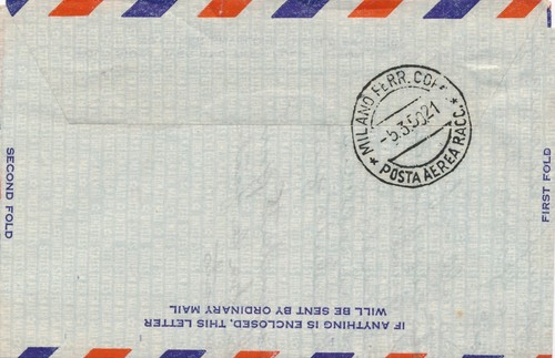 US FFC TWA FAM 27 Boston to Milan 3/4/50 Two Boston Origins #UC16's - Picture 3 of 5