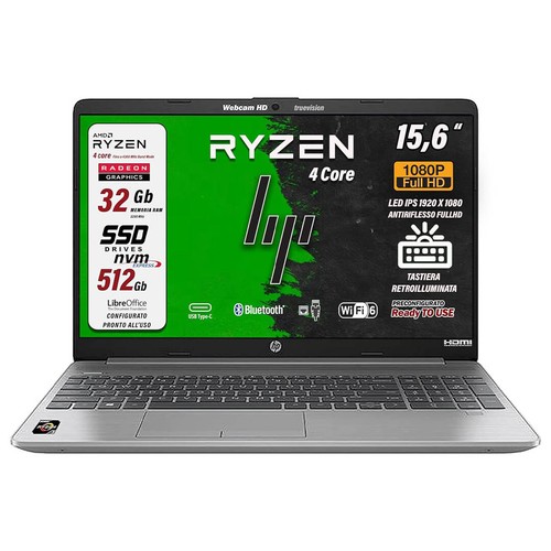 HP 255 G9 AMD Ryzen 3 5425 QuadCore SSD 512 GB RAM 32 GB FHD 15,6 Win11Pro Retro - Foto 12 di 41