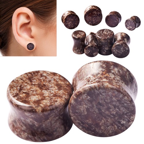 Paar Mix Stein Ohr Messgeräte Plugs Double Flared Flesh Tunnel gedehnt Schmuck - Bild 8 von 34