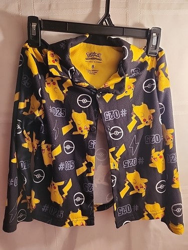 Pokemon Pikachu Boys Long Sleeve Pajamas Size 8 Flannel Top Only - Picture 3 of 5