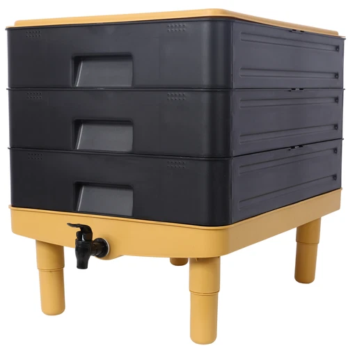 New|3-Tray Worm Farm Kit,65L Worm Composter for Vermicomposting Starter,Ind