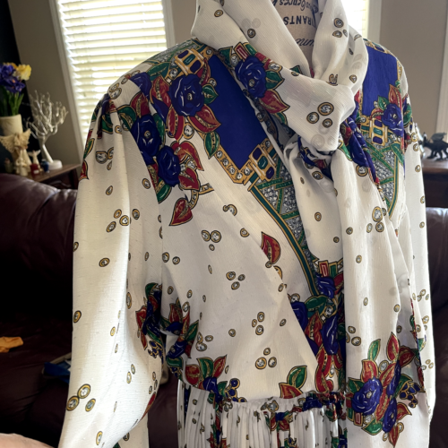 Vestido Boho Diane Freis Vintage Años 80 Georgette Midi Floral Paisley Bufanda M/L - Imagen 7 de 16