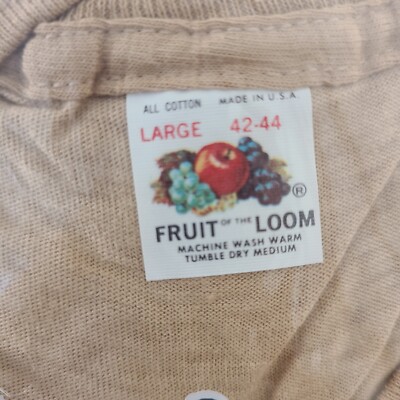 Vintage Fruit Of The Loom T Shirt NOS Pocket 70s Tan L 42-44 | eBay