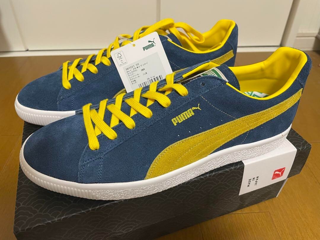 Puma Sneakers Shoes Vintage Suede Navy Yellow Made in Japan