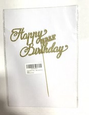 Happy 1/2 Birthday Cake Topper Gold Glitter