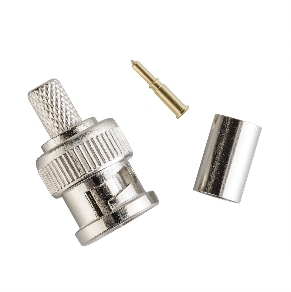 100pcs RG59 BNC Crimp On Connector DVR Broadcast Video Coax Cable Male Adapter - Image 3 of 4