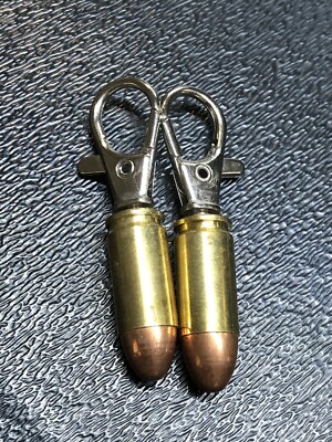 Pair Of Real 9mm Bullet Zipper Pulls Or Keychains Unique Gift