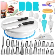 64 PCs Cake Decorating Kit for Beginners Includes Video Course, Booklet + Baking