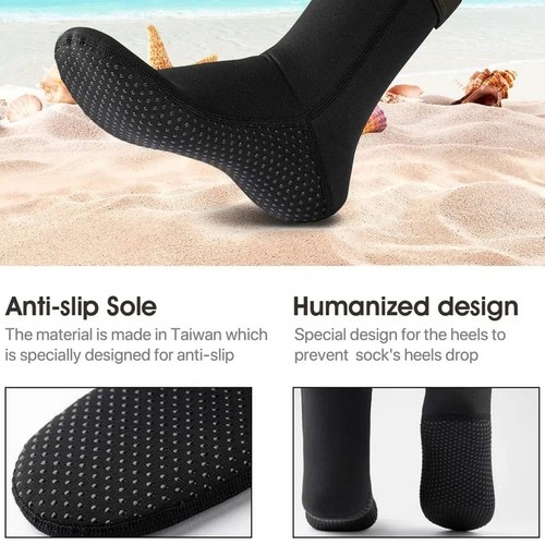 (Black S)Diving Socks 3mm Water Socks Neoprene Anti Slip Full Ankle CH - Picture 19 of 24