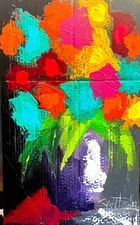 9 COLORFUL new 2024 upcycled PAINTINGS original SWARTZMILLER DNA ART floral LADY