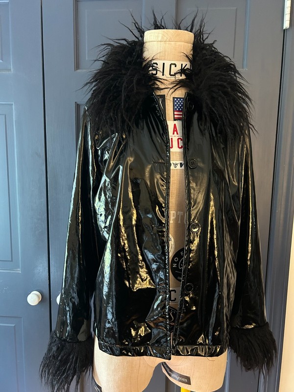 Do My Self Black Poly/Spandex Vinyl-Look Jacket, Large, New w/ Tags