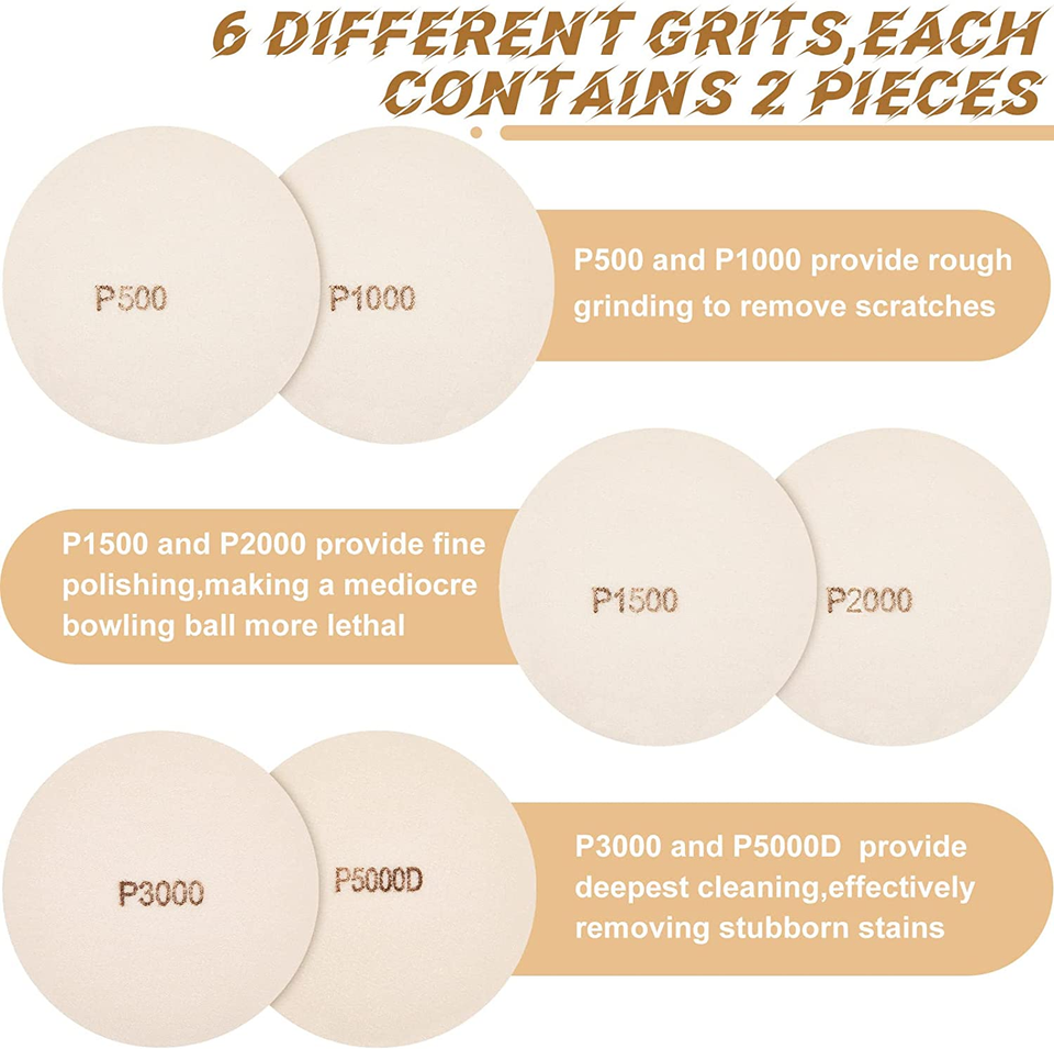 12 Pieces Bowling Ball Sanding Pad Set Bowling Ball Resurfacing Kit