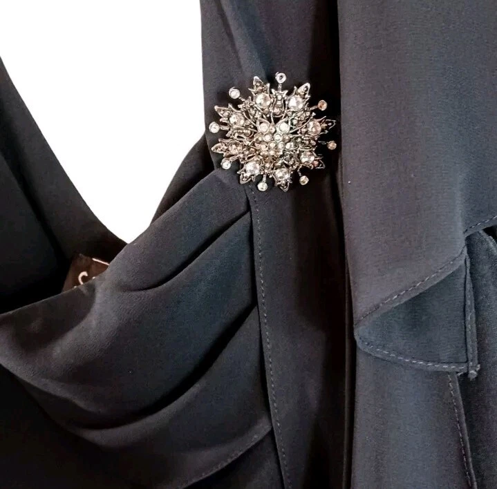 S.L. Blusa Top Fashions Para Mujer Negra Manga Acampanada Broche Talla Grande 24W Foto 4 de 4