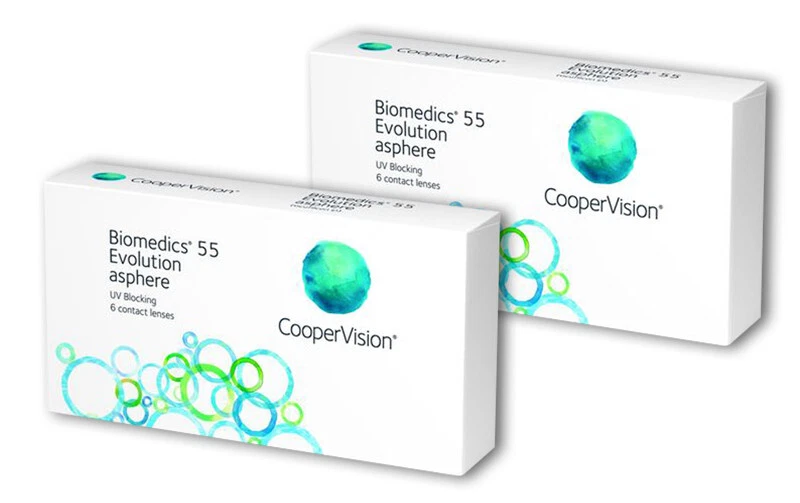 Biomedics 55 Evolution UV CooperVision Kontaktlinsen 2x6 Monatslinsen + Behälter