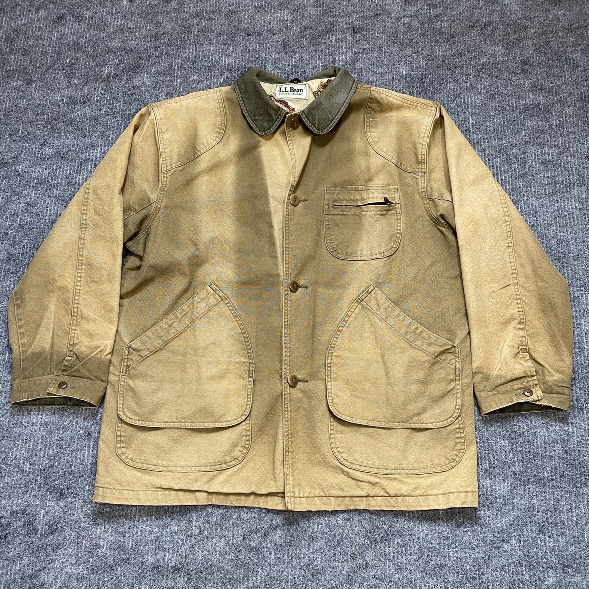 VINTAGE 80s LL Bean Jacket Mens Canvas Upland Game Lined Field 