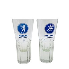 METAXA Gläser Glas bedruckt H 14,3 cm  2er Set