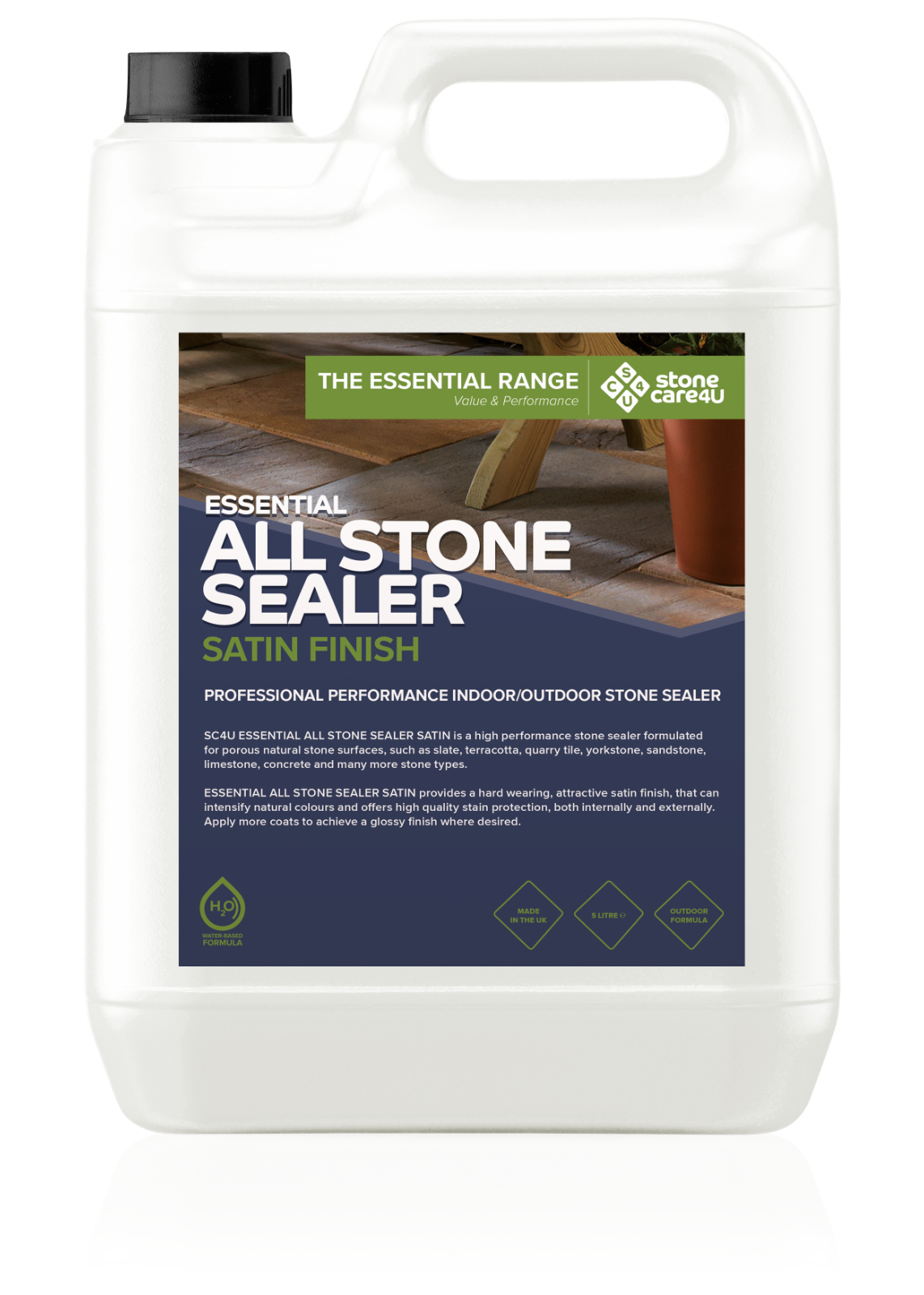Stone Wet Look Satin Sealer Rich Colour Protect Floor Tiles and Paving 5L - Image 2
