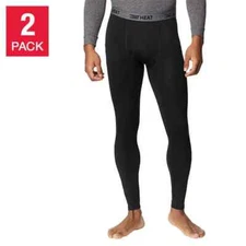 32 Degrees Heat Men's Base Layer Pant SMALL 2-Pack Black Long Johns Sealed