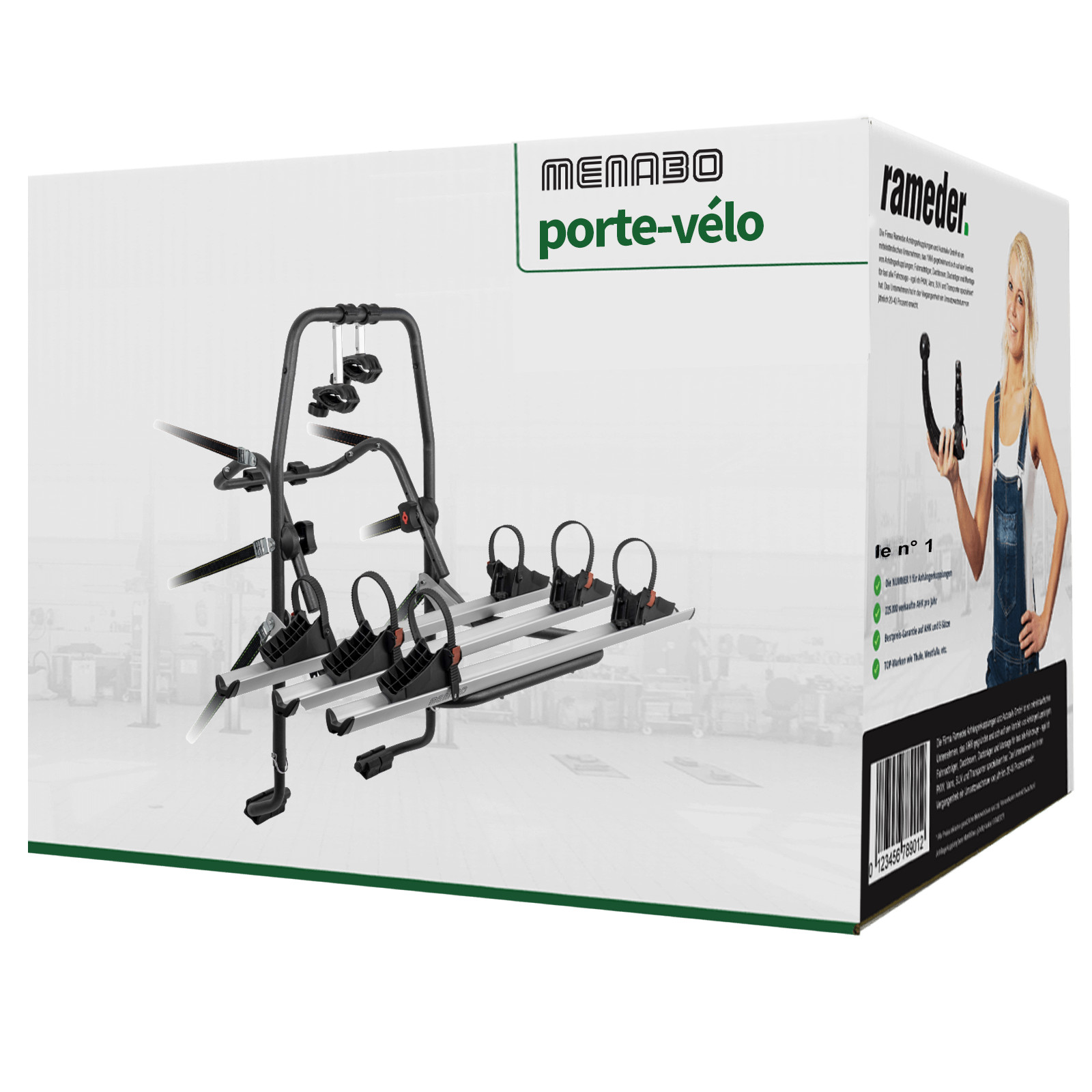 Porte-vélo Menabo Stand Up 3 pour coffre de VW Touareg de 2014 à 2018