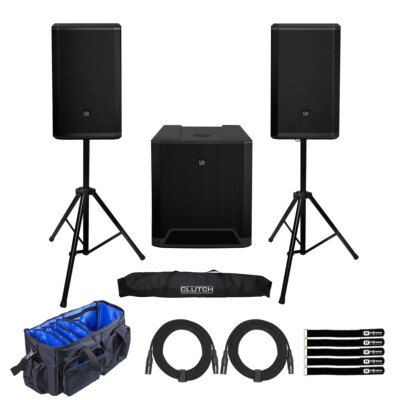 LD Systems DAVE 15 G4X 15'' Subwoofer Sound System w PA Speakers & Stands