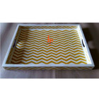 Handmade Bone Inlay Antique Decorative Chevron Tray | Vintage Tea Serving Tray