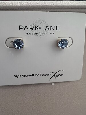 Park Lane Impression Earrings/Studs BLUE in gold setting NIB NWT 3 Carats