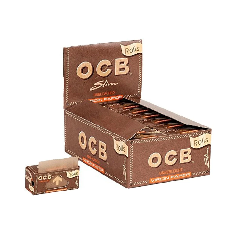 OCB Virgin Slim Unbleached Rolls Rolling Paper on a Roll