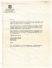 Vintage 1970s Printed Spoof Letter- Playgirl Magazine to Man Rejecting His Photo