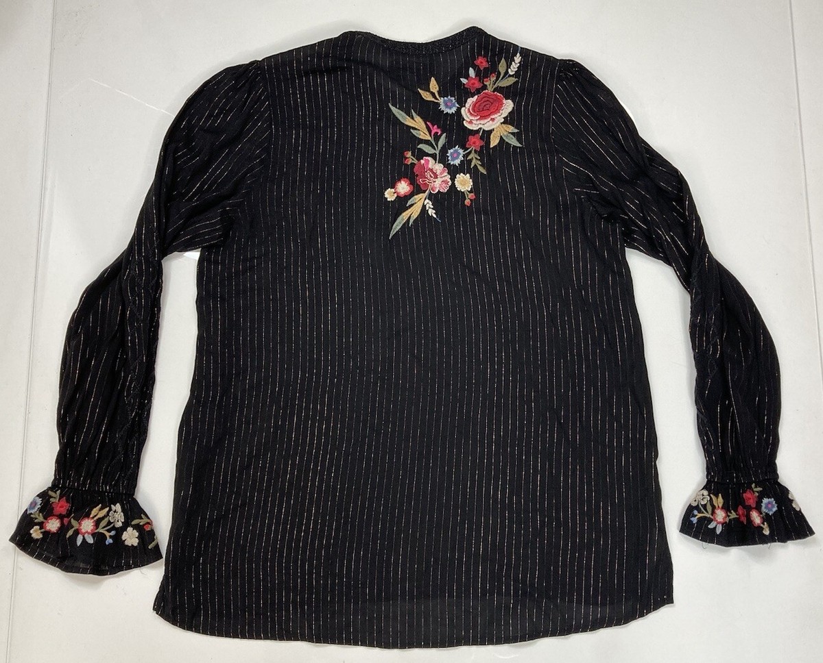 T ジョニーワズ Johnny was 刺繍 花柄 総柄 ブラウス シャツ T ジョニーワズ Johnny was 刺繍 花柄 総柄 ブラウス シャツ