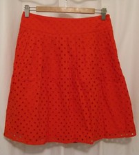 180017 Women  s 4P 4 Petites TALBOT  S Orange Eyelet Pleated A Line Skirt NWT
