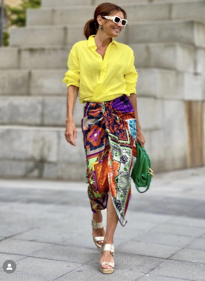 ZARA NWT SS22 WOMAN MULTICOLORED PRINTED KNOTTED SKIRT REF