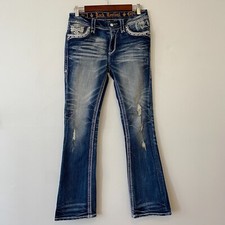 Rock Revival Yui Mid-Rise Distressed Boot Jeans Womens 26