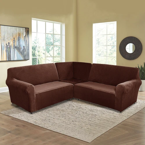 3-Teiliger Sofabezug Ecksofa 5/7 Sitzer Sofabezug L Form Couch Samt Überzüge DE - Bild 15 von 73