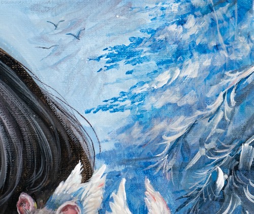 Picture Girl with mice "Queen of mice" canvas acrylic art fantasy. Anna Borachuk - Picture 4 of 8