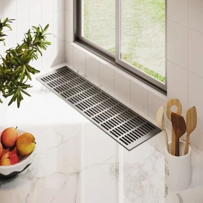 MS BESCHLÄGE Aluminium Lüftungsgitter Lüftung Edelstahl Optik Breite 150mm diverse Längen