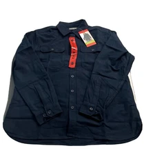 Eddie Bauer Medium Blue NEW Mens Double Brushed Chamois Shirt Long Sleeve NEW M