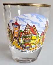 Rothenburg ob der Tauber Plönlein Germany Gold Rimmed Shot Glass VGC