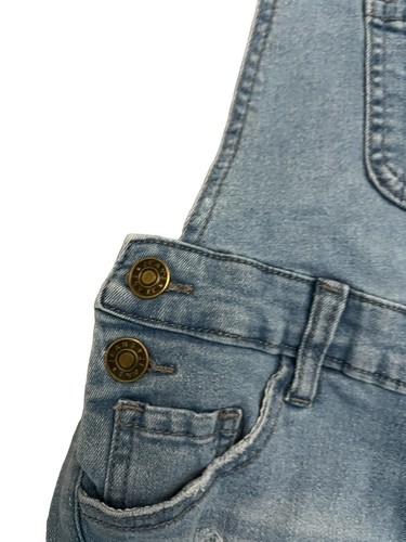 Girls Size Large L Overall Shorts Denim Jeans Light Wash Shortalls - Picture 2 of 4