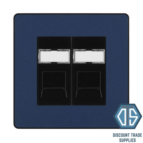 BG Evolve Matt Blue Screwless Switches & Sockets Black Inserts Full Range - Picture 59 of 67