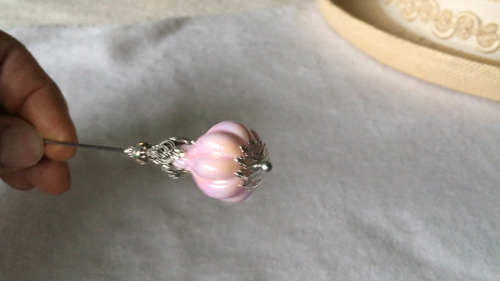 10 inch HATPIN with LIGHT PINK Baroque PEARL in Gothic Gold Setting 10" - Video 1 of 1