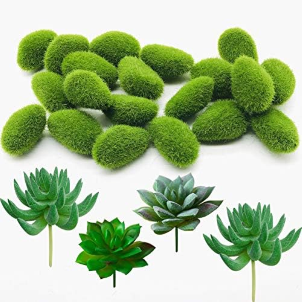 N|A Woohome 20PCS Mousse Artificielle Rocks DÃ©coratifs, Boules de Mousse Verte,