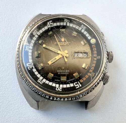 Orient King Diver Automatic Watch Mens Vintage Brown Dial To Restore 21 Jewels