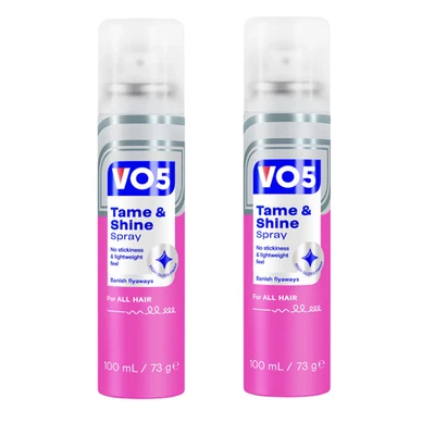 V05 VO5 Tame & Shine Spray 100ml – Pack of 2 – High Gloss Finish, Anti-Frizz
