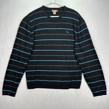 Guess Sweater Youth 2XL Black Striped Crewneck Pullover Acrylic Knit Long Sleeve