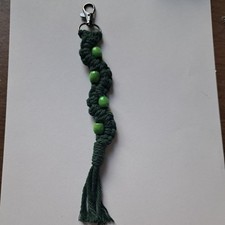 Handmade Macrame Keychain, hunter green