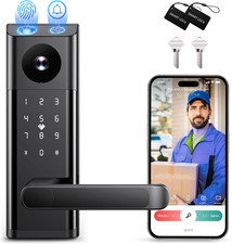 Smart Lock with Camera  Doorbell, 3-In-1 Keyless Entry Door Lock with Handle, B