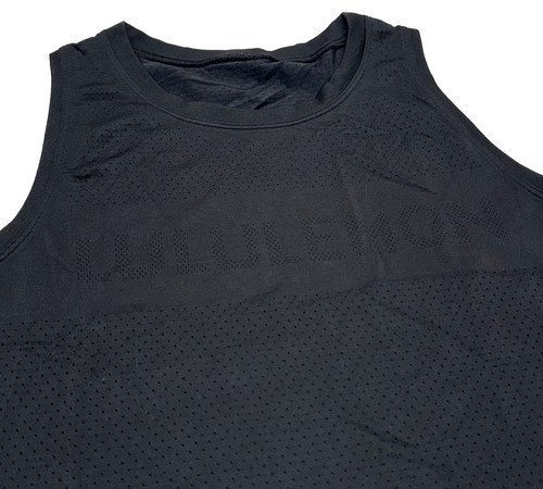 Lululemon Breeze by Muscle Crop Tank Top Womens 6 Black Breathable Logo Spellout